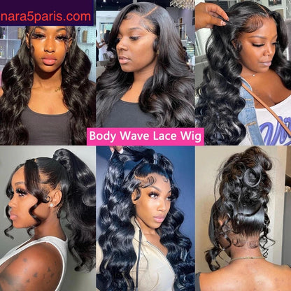 NARA5-Perruque Lace Front Wig Body Wave transparente HD 13x6.