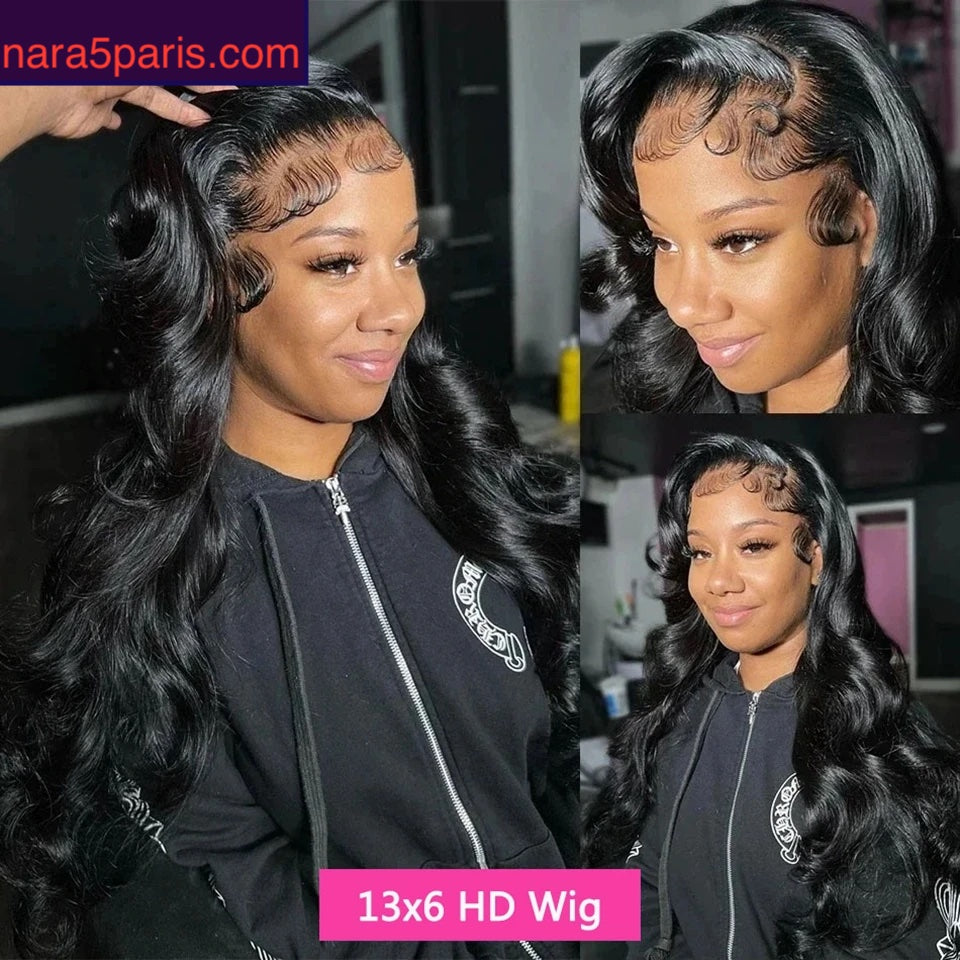 NARA5-Perruque Lace Front Wig Body Wave transparente HD 13x6.